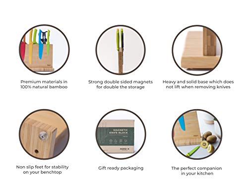 Magnetic Knife Block without Knives - Pre-Assembled Double Sided Knife Storage - Magnetic Kitchen Knife Holder Great as a Steak Knife Block Universal for Home Kitchen Counter Organization Knife Block