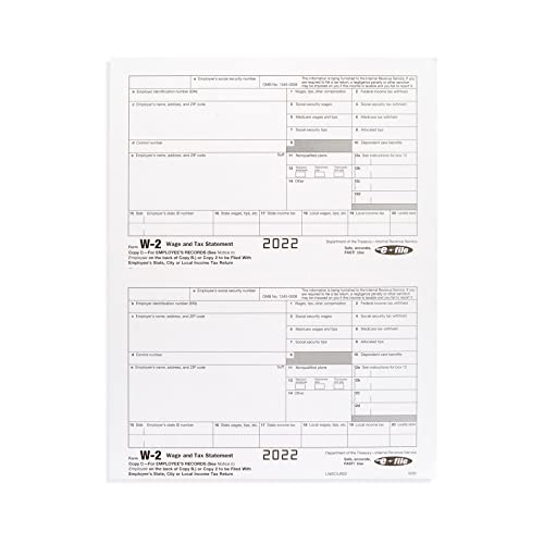 W2 Forms 2022, 6 Part Tax Forms, 50 Employee Kit Of Laser Forms, Compatible With Quickbooks And Accounting Software, 50 Self Seal Envelopes Included #TOP3