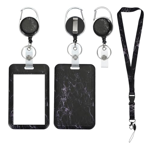 Porte-badge rétractable PATIKIL avec enrouleur de badge vertical et cordons amovibles