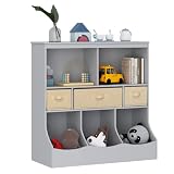 UTEX Toy Storage Organizer with Bookcase, Kid’s Bin Storage Unit with 8 Compartments &3 Baskets Bins