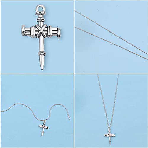 50Pcs Antique Silver Nail Cross Pendant Charms Alloy Religious Christian Jesus Crucifix Cross Pendants Craft Supplies For Diy Necklace Bracelet Jewelry Making Findings #TOP4