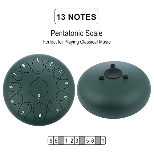 KUD Steel Tongue Drum, 12 Zoll 13 Tone C-Dur Zungentrommel Ätherische Trommel Stahl Handpan Drum Schlagzeug Instrument mit Trommelschlägeln Tragetasche für Meditation Yoga Klangheilung - Image 5