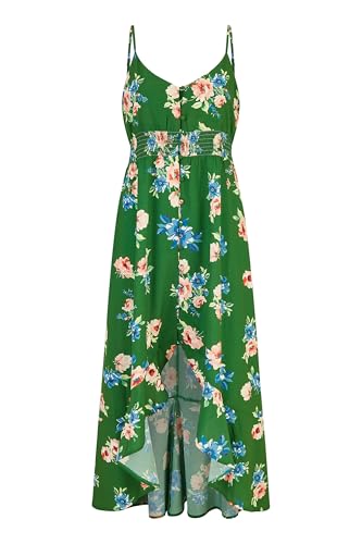 Image of Mela London Mela Green Floral High Low Frill Midi Dress 12 Green