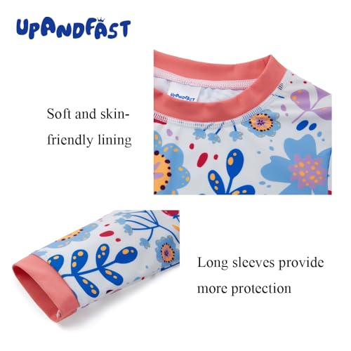 Image of upandfast Girls Rash Guard Set Long Sleeve Two Piece Swimsuit with UPF 50+ Sun Protection for Girls 3-8 Years