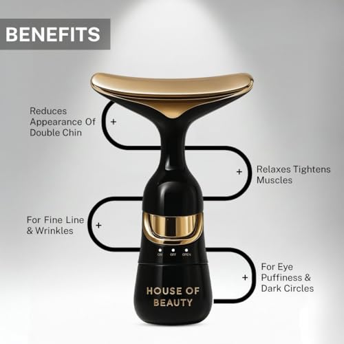 Image of House of Beauty 3-In-1 Double Chin Massager With 10,000 Vibrations, Facial Massager, for Under Eye Puffiness, Face, Neck, Jawline, Dark Circle & Anti Wrinkle Care, Face Lift & Skin Tightening Support