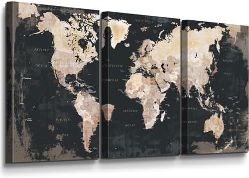 Office Wall Art for Living Room Bedroom Wall Decor Framed World M...