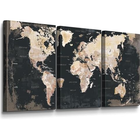 JIMHOMY Framed World Maps Art Cover