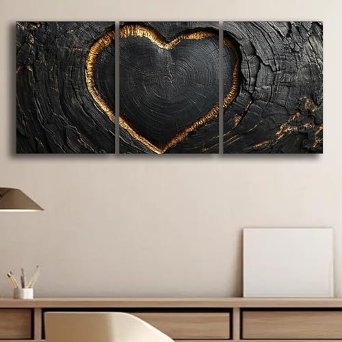 Toiles murales design abstrait noir et or format 70x100 cm de qualité premium