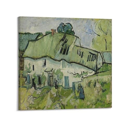 Tableau Van Gogh ferme rurale et personnages poésie artistique 50x50cm