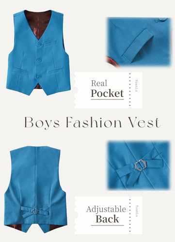 Image of YuanLu Boys Suit Homecoming Dresses for Kids Ring Bearer Outfit Suits Tuxedo Formal Vest and Pants Suit Set