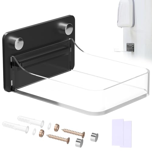 Image of Acrylic Dispenser Drip Tray Wall Mount Removal Soap Dispenser Bracket, Laundry Detergent Drip Catcher Prevent Dripping and Spraying, Soap Dispenser Water Tray, Detachable for Cleaning