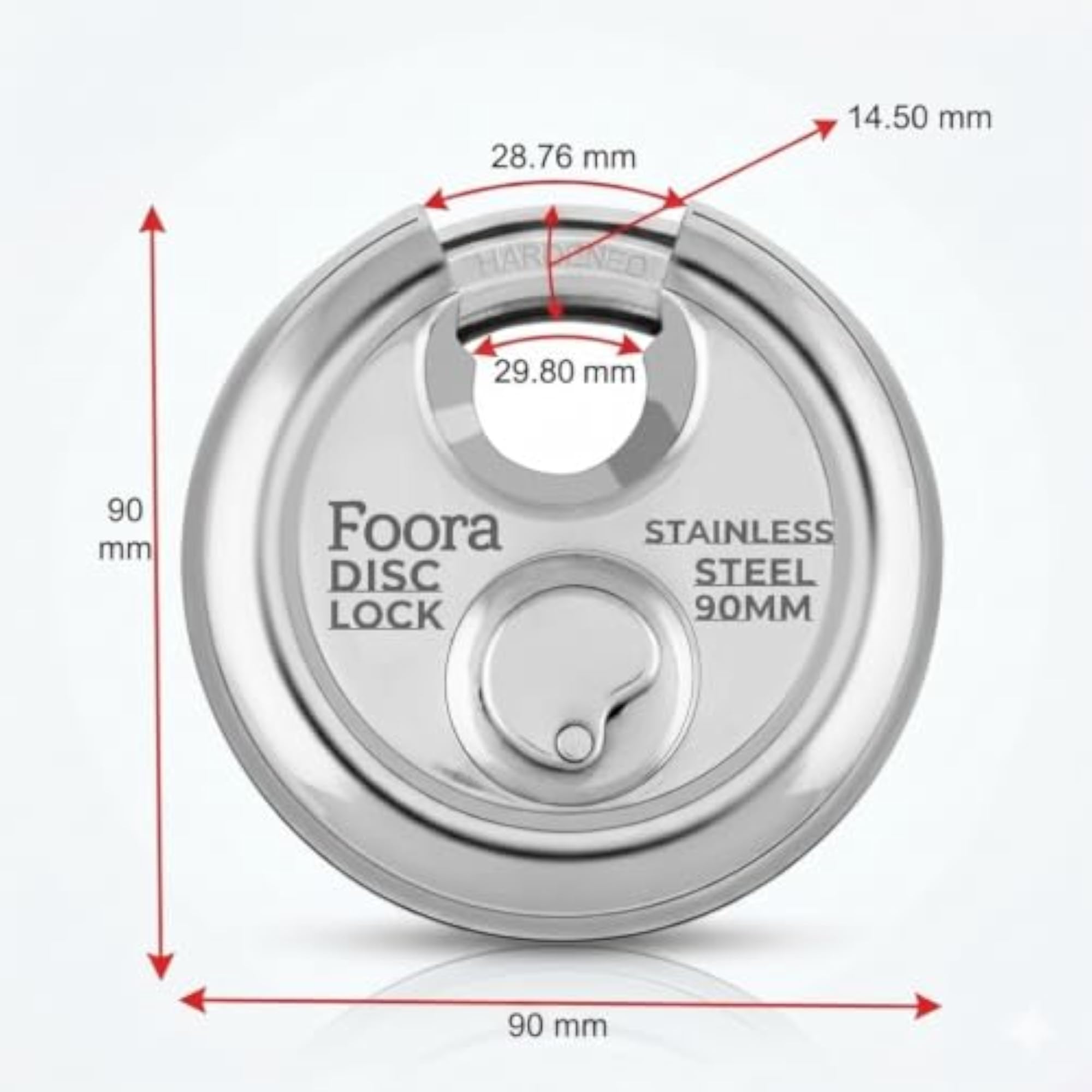8 Same Keys 90mm Stainless Steel Disc Lock Pack of 2