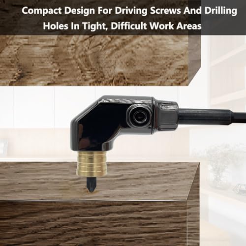 Saipe Right Angle Drill Attachment, All Metal Body 90 Degree Drill Adapter with Detachable ABS Handle, Drill Bit Corner Adapter, for Impact Driver, Work in Tight Spaces