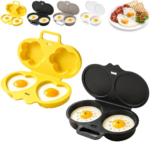 Dual Cavity Microwave Egg Poacher Quick Oil-Free Cooking 2 Eggs at Once，A+B