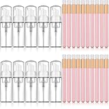 30 Pieces 1.8oz Empty Travel Soap Bottle and Lash Shampoo Brushes Set, Eyelash Extension Cleansing Brush Peel Off Blackhead Remover Tool, Foaming Pump Dispenser Bottle, 50ML (White, Pink)