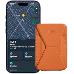 MOFT Magnetic Wallet Stand with Apple Find My, Compatible with iPhone 17/16/15/14/13/12 Series, Angle Adjustment & Magsafe Compatible MOVAS Phone Stand, Terracotta