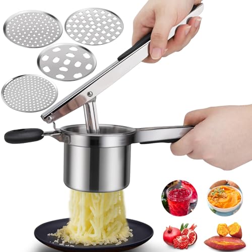 Kartoffelpresse aus Edelstahl, robuste Obstpresse und Gemüsepresse, Babynahrung Püree-Maker, leicht zu reinigen, spülmaschinenfest, Küchenwerkzeug