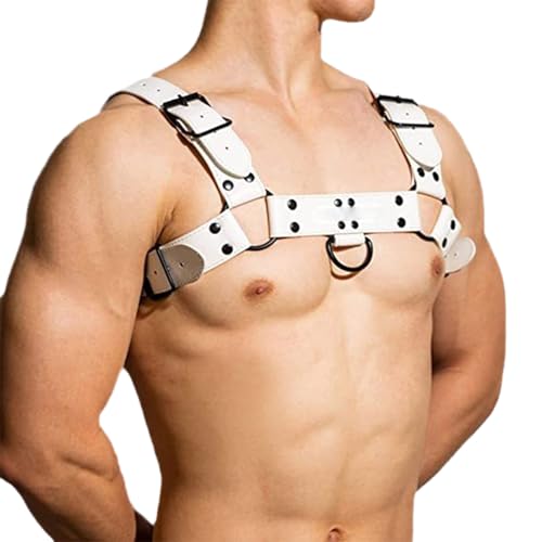 Mens Adjustable Buckle Leather Half Harness Body Chest Gay Belt Punk Shoulder Strap Muscle Suspender Vest Costume3