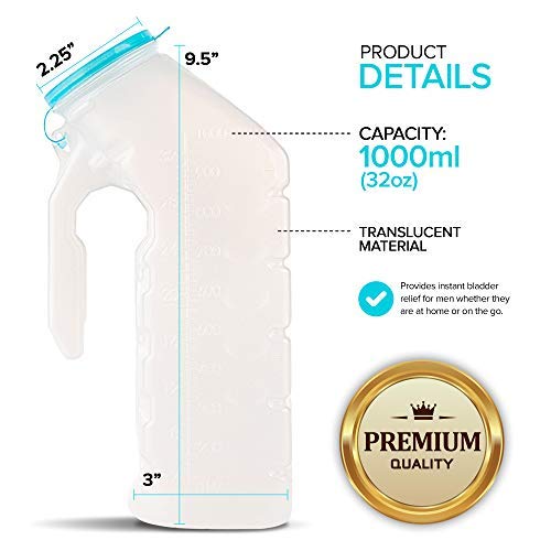 image for Stock Your Home Male Urinal with Glow in The Dark Lid (6 Bottles) 32 O