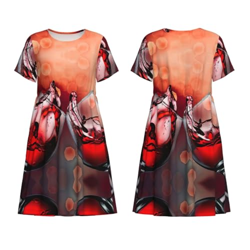 Robe d'été à manches courtes col rond imprimé qualitatif