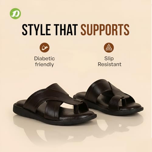 Image of DOCTOR EXTRA SOFT Men's Memory Foam Cushion Footbed Sandals /Chappal for Adults with Adjustable Strap| Diabetic & Orthopedic|LightWeight Comfortable Stylish & Anti-Skid| Dr.Slippers & FlipFlops Gents A-02