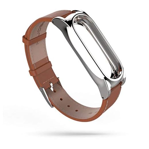 Tech-Protect Herms för Xiaomi Mi Band 3/4 läder, läderarmband ersättningsband armband kompatibelt med Mi Band 3/4 armband med äkta läder, brunt
