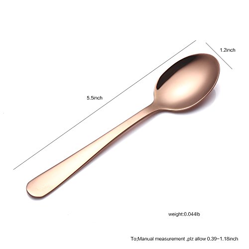 Buyer Star 12 Pieces Rose Gold Teaspoons 5.5-Inch Mini Coffee Spoons Stainless Steel Sugar Demitasse Espresso Spoons #TOP6