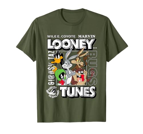 Looney Tunes Wiley Bugs Taz Marvin The Martian T-Shirt T-Shirt, Men, Olive Green, Small
