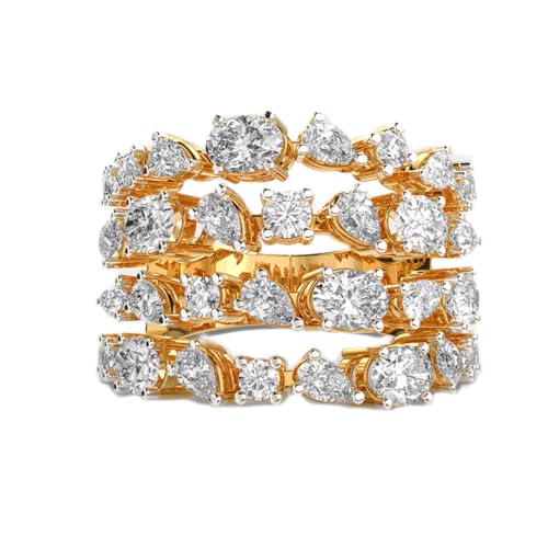 Bague argent 925 moissanite plaqué or : bijou de luxe multiforme fait main LKJR_0515