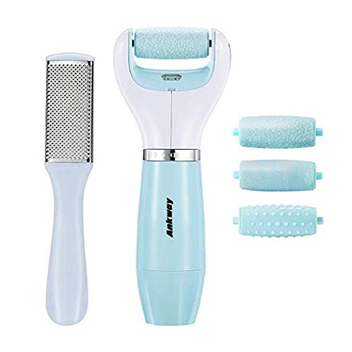 Ankway Professional USB Rechargeable Electric Callus Remover Tool for Men&Women for Remove Dead Rough Cracked Skin, Pedicure Foot Care Tool with 3 Rollers 1 Foot File