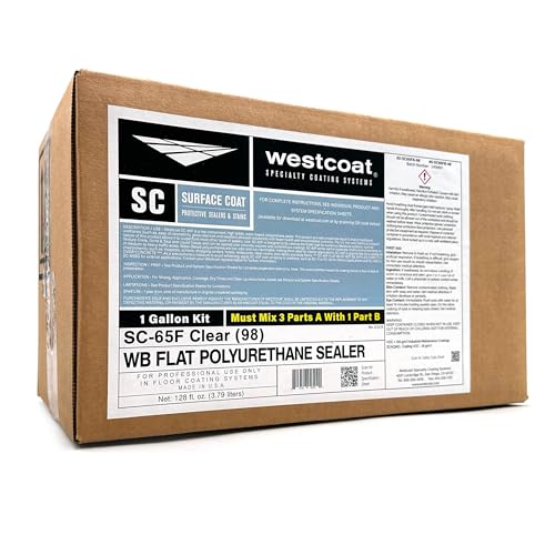 Westcoat SC-65 Water-Based Polyurethane Sealer | Clear | Flat | 1-Gallon | Finish Coat Sealer for Concrete, Epoxy, and Cementitious Coatings