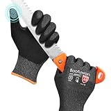 Highest Level Cut Resistant Gloves, ANSI A9 Cut Proof Work for Men & Women, Heavy Duty Fishing, Touch-Screen, Durable for Woodworking, Gardening, Black, M