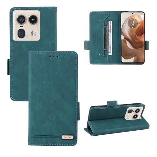 Étui Motorola Edge 50 Ultra vert magnétique - Protège l'écran et stocke vos cartes X50 Ultra