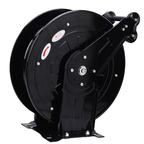 OPPWONG 10m Retractable Pressure Washer Hose Reel 32.81ft, Heavy-Duty Carbon Steel Auto Rewind with 8-Position Ratchet Lock for Automotive, Gardening & Workshop - Image 4