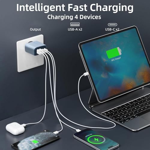 Chargeur USB-C 40W 4 Ports PD 3.0 - Charge Rapide, Adaptateur Secteur pour iPhone 16/15/14/13/12 et Samsung S25/S24/S23, Smartphones – Image 5