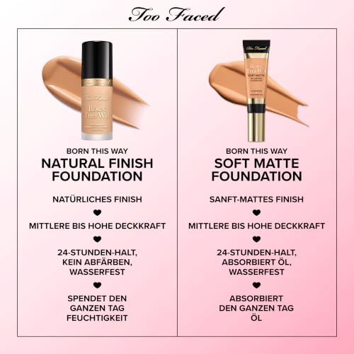 Too Faced Born This Way Natural Finish Liquid Foundation | Grundierung mit Mittlerer bis hoher Deckkraft | 24 Stunden Halt… – Ansicht 7