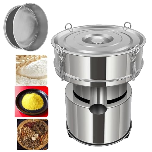 電気振動篩い機械 粉体ふるい 小型電動篩 Φ20/30/40cm 篩高さ10cm ふた付き 1450回/分 ステンレス鋼 110V 製粉機 粉ふるい 製菓道具 (小麦粉用50メッシュふるい(ふるいの変更はメッセージを残してください),Φ40cm) [並行輸