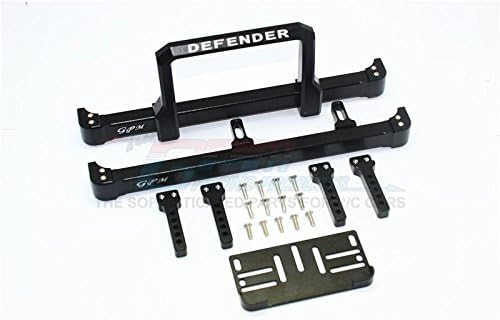 GPM For Traxxas TRX-4 Trail Defender Crawler Upgrade Parts Aluminum Front & Rear Bumper With Winch Plate (On-Road Street Fighter) - 1 Set Black