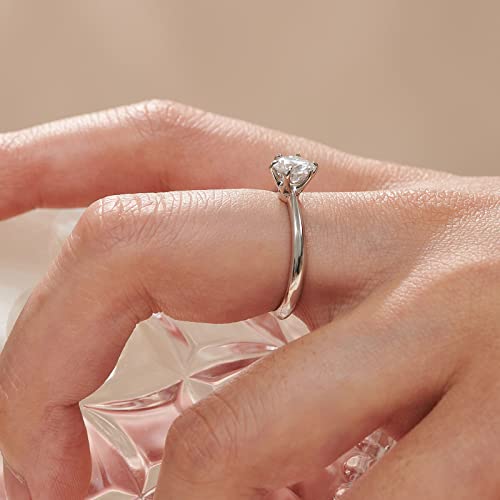Blongme 1 Carat Moissanite Rings For Women Engagement Wedding Band 925 Sterling Silver Round Solitaire Size 7 #TOP2