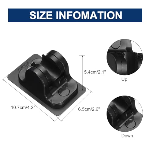 Soporte de pared para ducha de mano ajustable negro sin taladro 2 uds 3