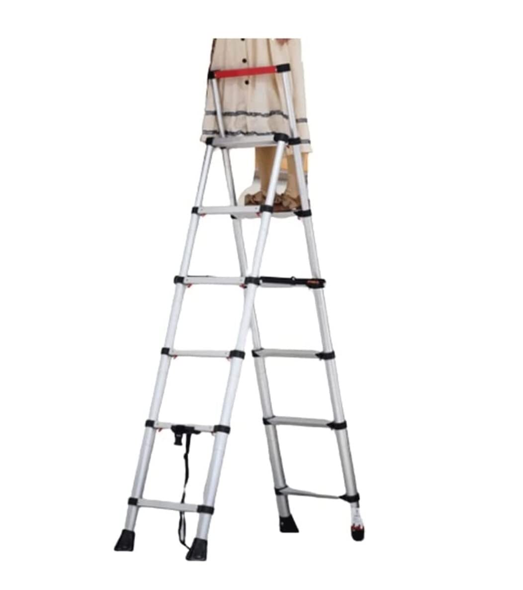 Scaletta Scale Telescopiche Portatili Scaletta Pieghevole in Alluminio Multifunzionale per La Casa A Pedale Largo Scala Gradini(5+6 Step)
