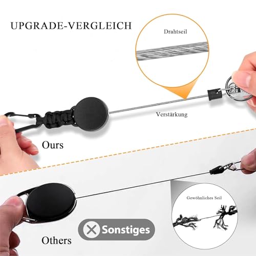 Fhlbestyu 2/4 Stücke Schlüsselanhänger Ausziehbar, Schlüsselband Ausziehbar JoJo mit 60cm Ausziehbar Stahlseil, Einziehbarer Schlüsselanhänger Schlüsselkette Karabiner