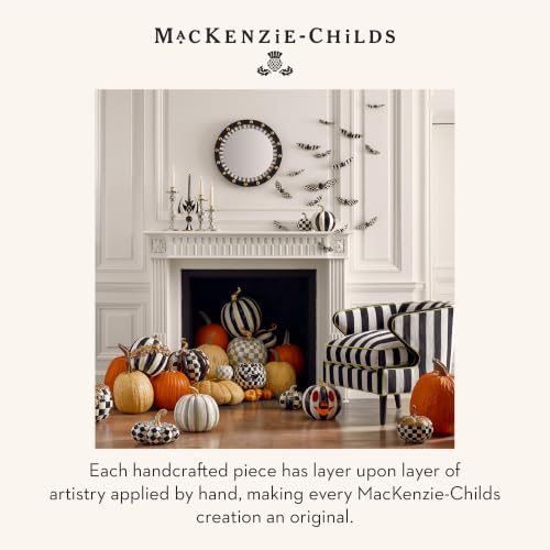 Image of MACKENZIE-CHILDS Resin Pumpkin, Mini, Gray-and-White Sterling Check