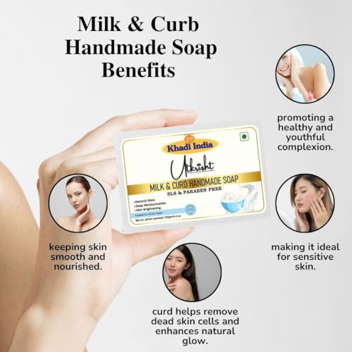 Image of Khadi Milk & Curd Handmade Bathing Soap Bar 125g (Pack of 2) | Natural & Herbal | Moisturizing, Glowing & Brightening Skin | For Dead Skin Cells | All Skin Types | For Men & Women