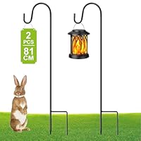GUKULIVEL Schäferhaken Garten – 2er Set Gartenstecker Metall 81 cm höhenverstellbar, Erdspieße Metall für Laternenhalter, Blumenampel Halterung, Grablichter, Metallstangen Garten Deko Zubehör