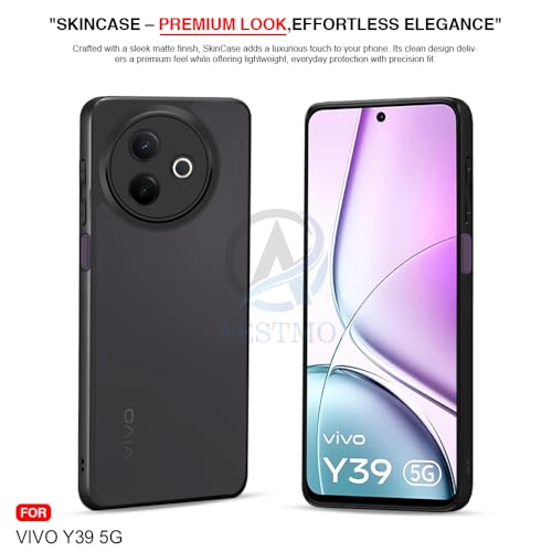 Image of AESTMO Vivo Y39 5G Back Cover | 360 Protection | Matte Frosted Hard Back Translucent | Bumper Case for Vivo Y39 5G (Smoke Black Matte PC+Black TPU Bumber)
