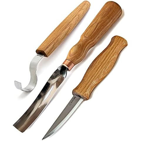 BeaverCraft Wood Carving Knives Kit Spoon Carving Tools S14 - Spoon Hook Knife Wood Carving Chisels Set Bowl Gouge - Whittling Knives Wood Whittling Kit for Beginners - Hobby Carving Knife Set Cover