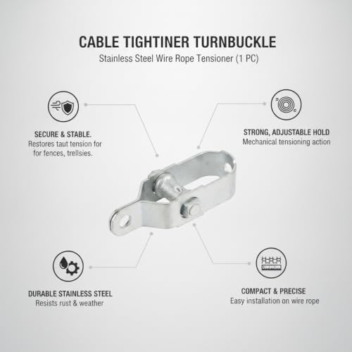 Tensor para cable de acero inoxidable para cercas, enrejados de jardín y tendederos (1 unidad) miniatura 5