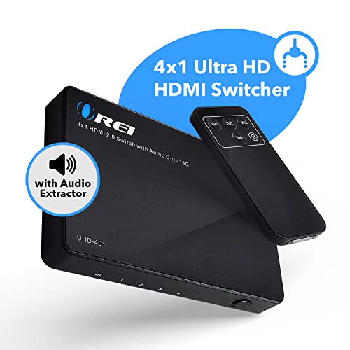 Orei 4 X 1 Ultra Hd Hdmi Switcher With Audio Extractor Ir Remote - Supports Upto 4K @ 60Hz - (4 Input, 1 Output) Switch, Hub, Port For Cable, Hd Tv, Laptop, Macbook & More #TOP1