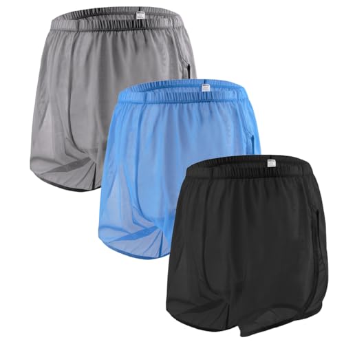 ZONBAILON Men's Boxer Shorts Loose Split Side Mesh See-Through Sexy Breathable Underwear M L XL 2XL 3XL